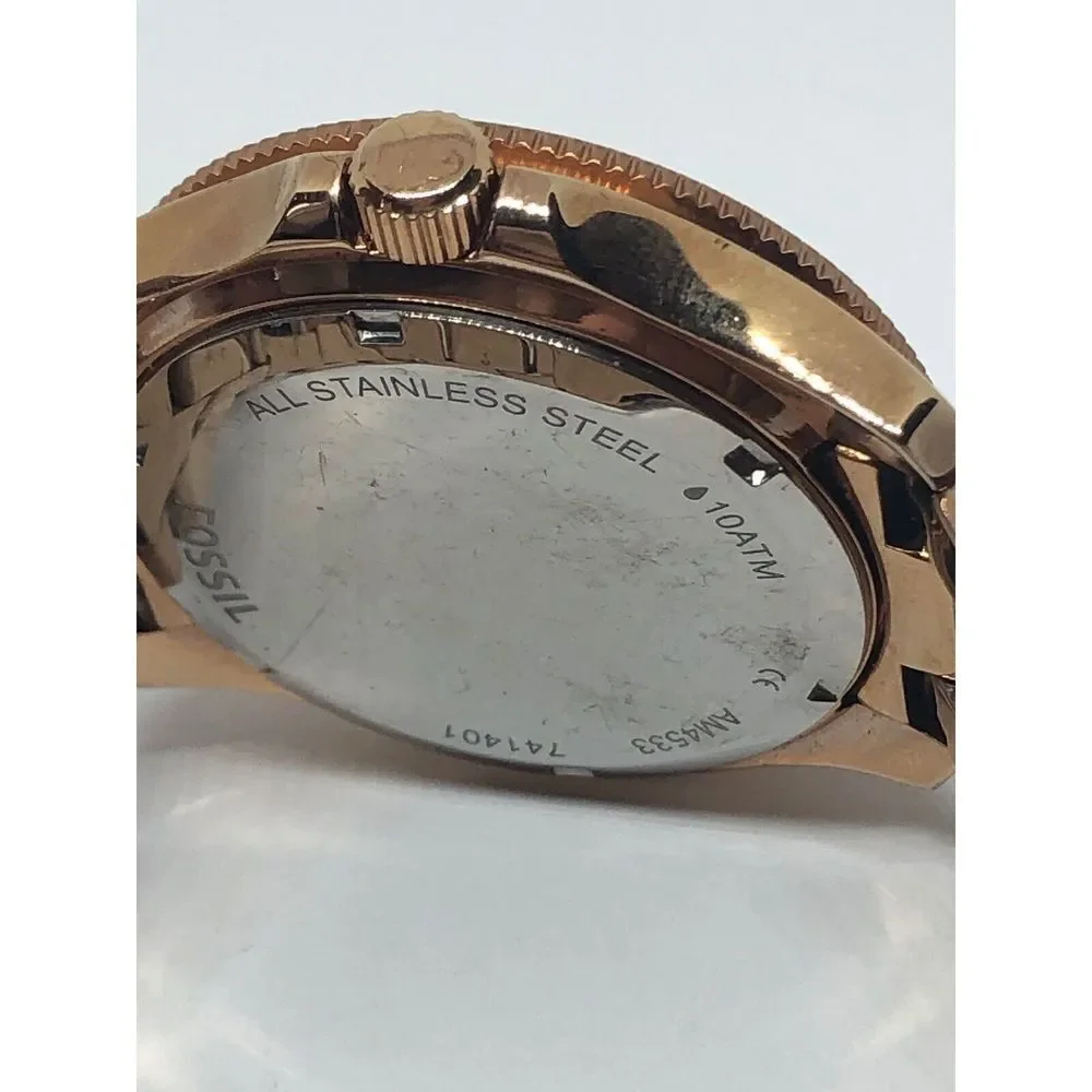 Fossil AM4533 Women's Stainless Steel Analog Taupe Dial Quartz Wrist Watch RK322